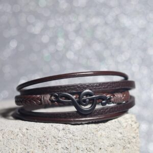 Harmony Note Brown Leather Bracelet